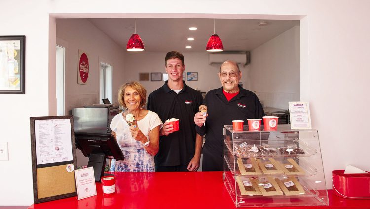 Dafna and Les with another employee at the Theatre Creamery